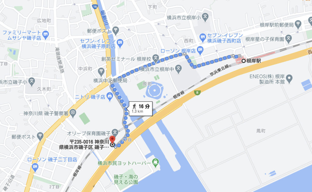 大明交通までの地図